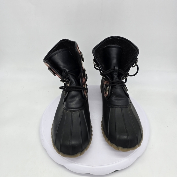 BareTraps Shoes Women's 9M Fahn Duck Boots Mid-Calf Cold Weather Black Wine - Picture 7 of 7